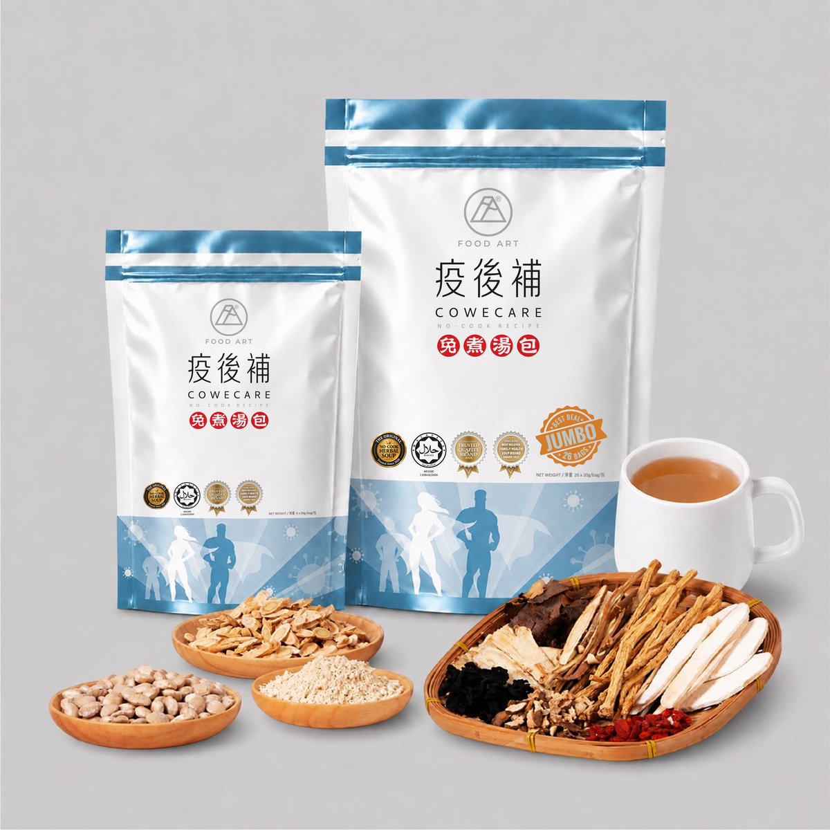 Cowecare 疫後補 包裝同草本材料